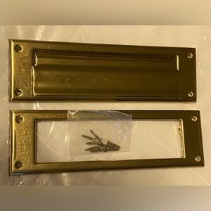 Baldwin Polished Brass Letterbox Plate Spring Tension Hinged 10”x3” Vintage NWT